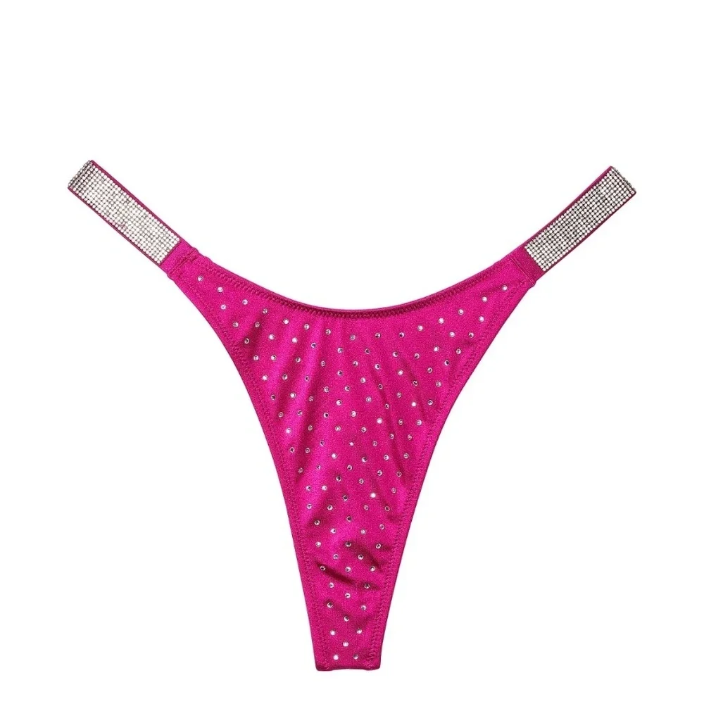 New! Set! Victoria's Secret Shine Strap Bikini Set Berry Blush Pink 45604 - Picture 4 of 13